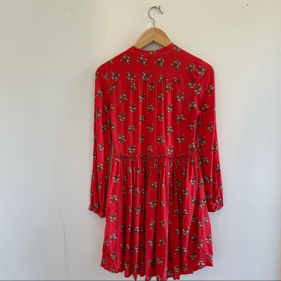 Lucky Brand Red Floral Button Down Mini Dress - Picture 3 of 4